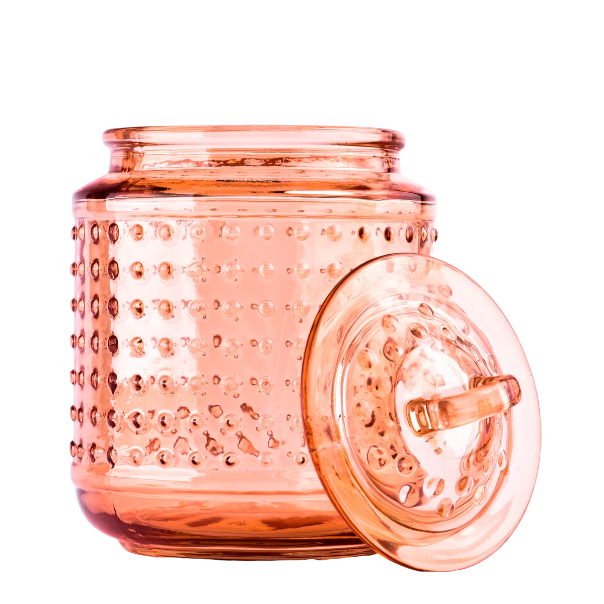 China Custom orange spot glass candle jar with lids wholesaler manufacturer