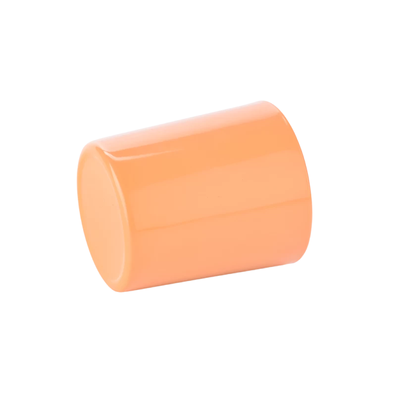 China Wholesale large flat bottom inside red outside orange glass candle holder with wooden lids manufacturer