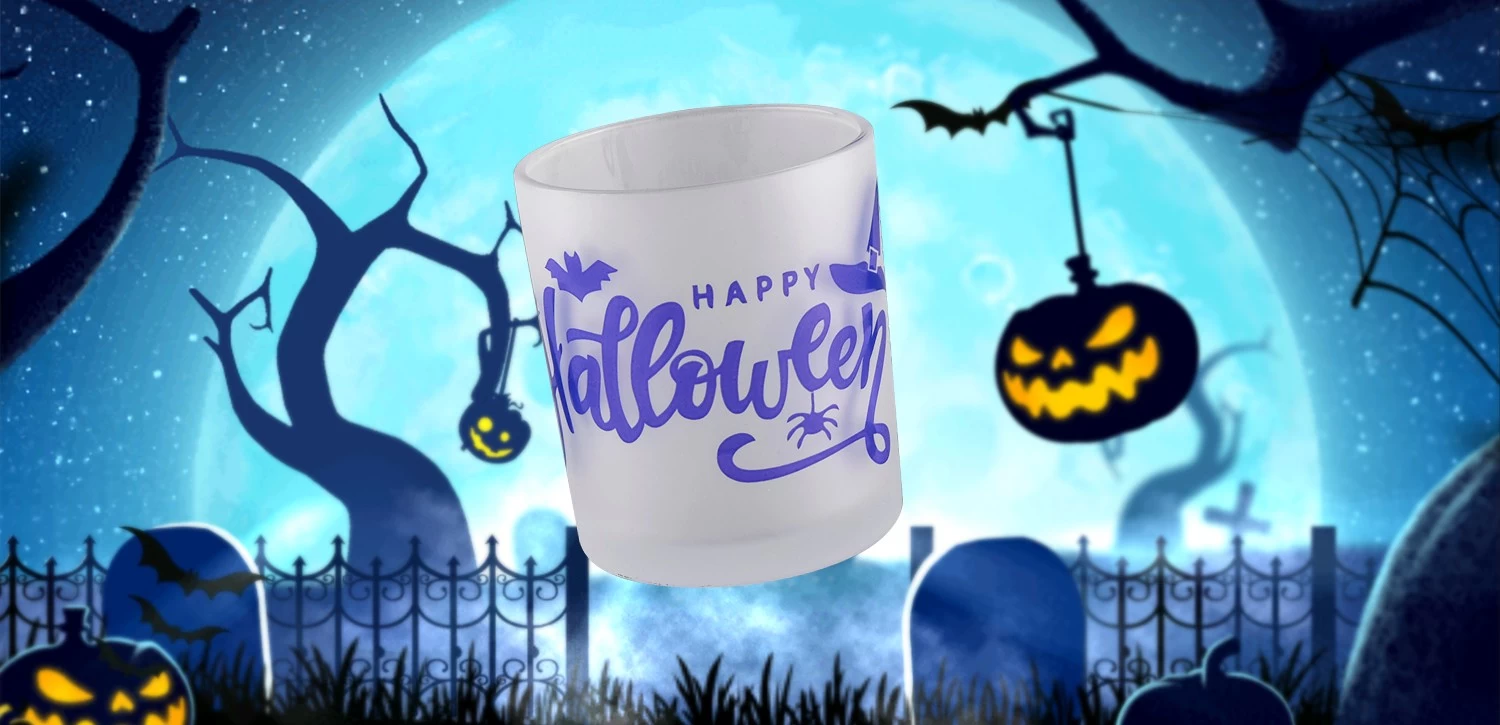 Custom logo candle containers glass candle jars for halloween gifts