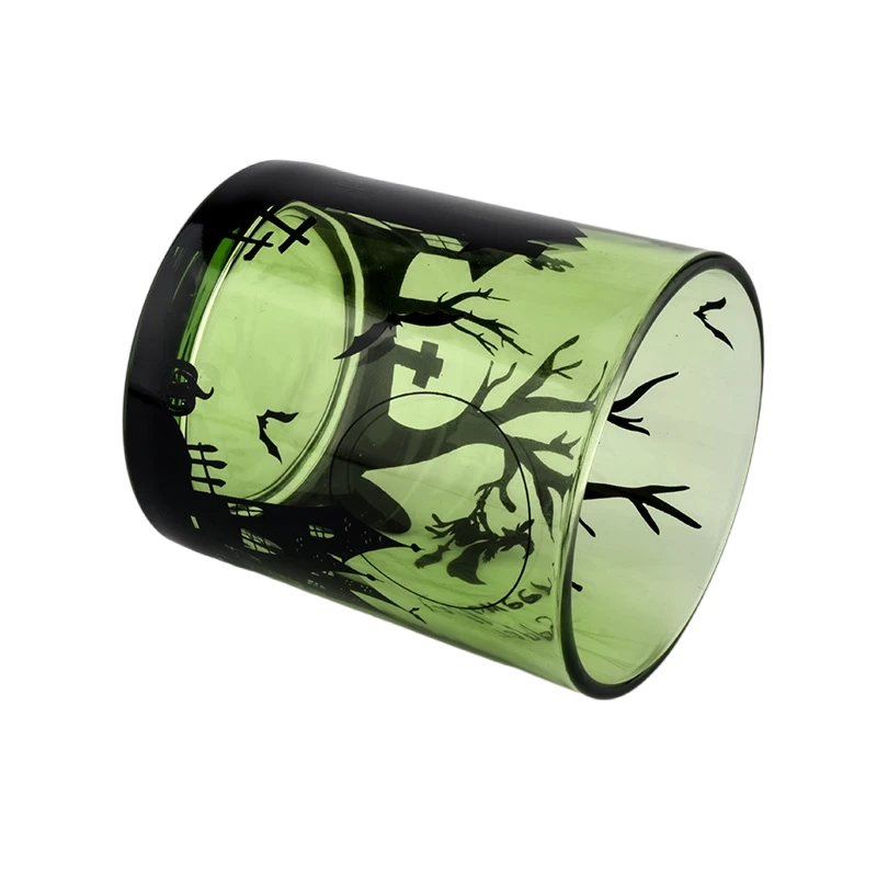 China Wholesale halloween clear green glass candle jars for holiday decorations manufacturer