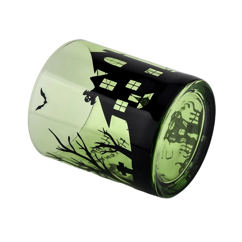 China Wholesale halloween clear green glass candle jars for holiday decorations manufacturer