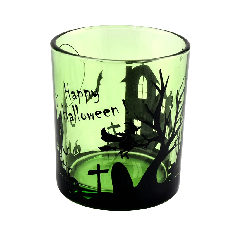 China Wholesale halloween clear green glass candle jars for holiday decorations manufacturer