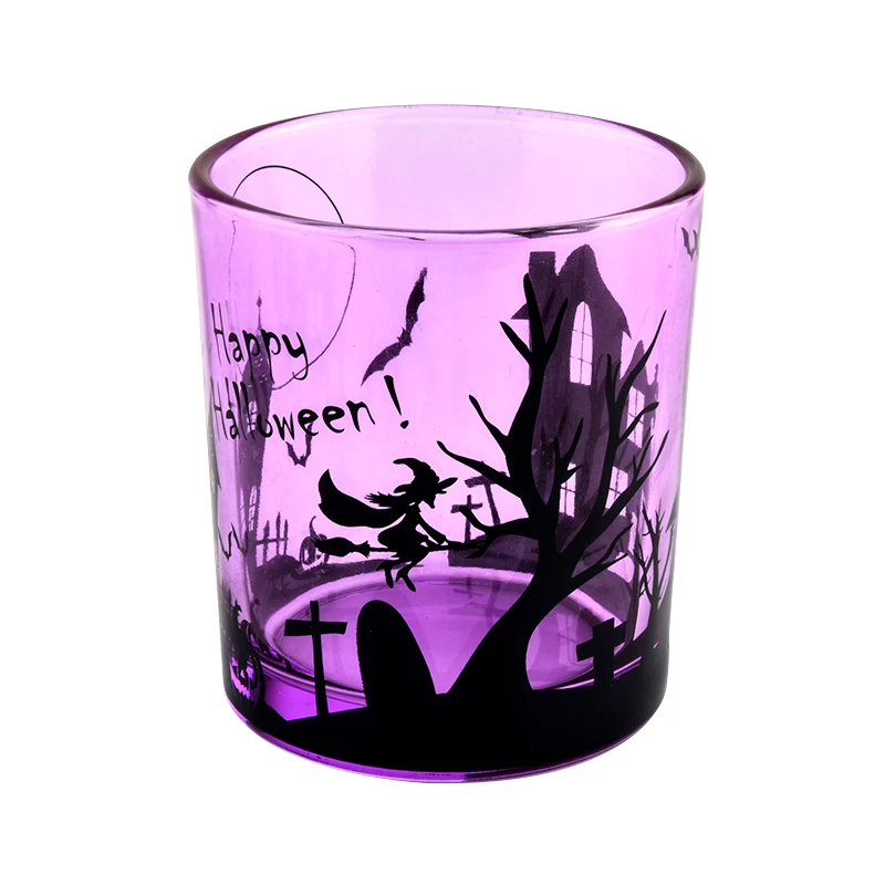 Wholesale halloween clear green glass candle jars for holiday decorations
