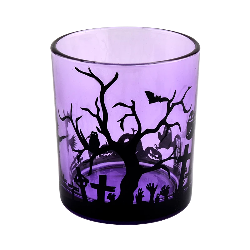 Wholesale halloween clear green glass candle jars for holiday decorations