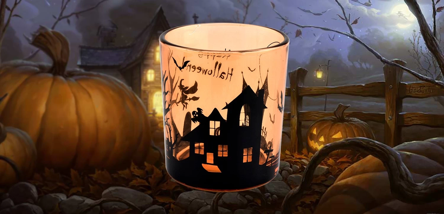 Custom Nordic multi-colored glass candle jar for halloween home decoration