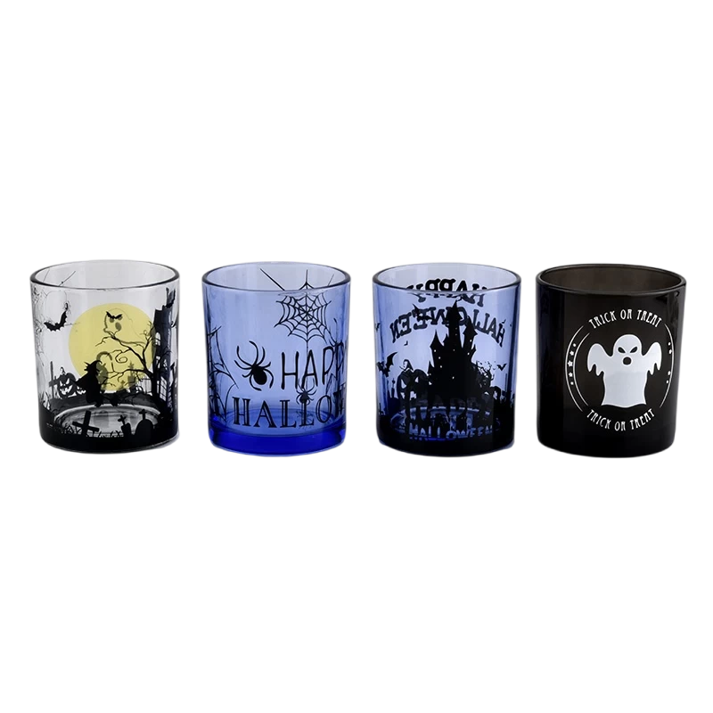 Wholesale black skull glass candle jars 285ml large capacity bulk candle holder
