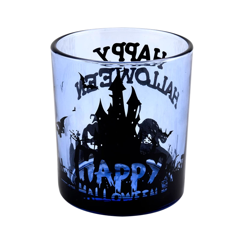Wholesale black skull glass candle jars 285ml large capacity bulk candle holder