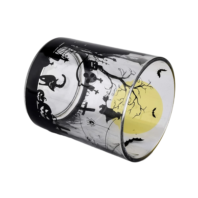 China New design for halloween graffiti painting glass candle jars for decoration manufacturer
