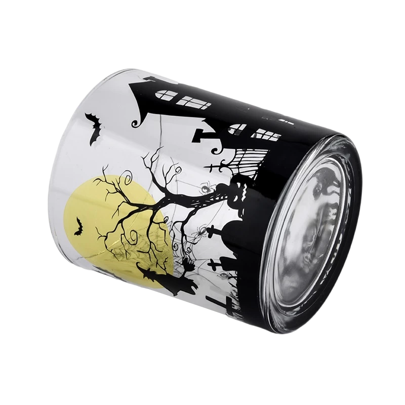 China New design for halloween graffiti painting glass candle jars for decoration manufacturer