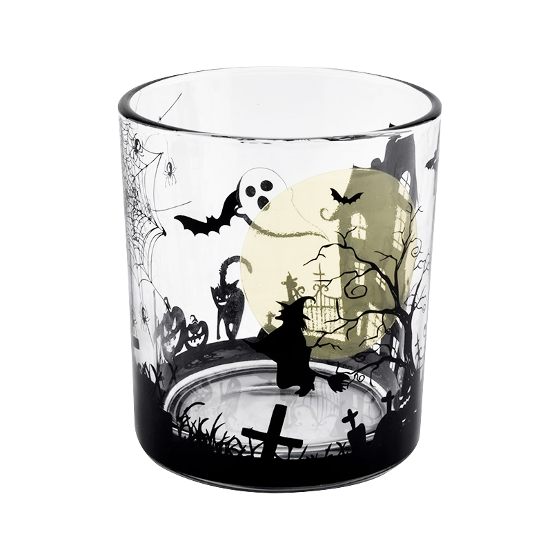 China New design for halloween graffiti painting glass candle jars for decoration manufacturer
