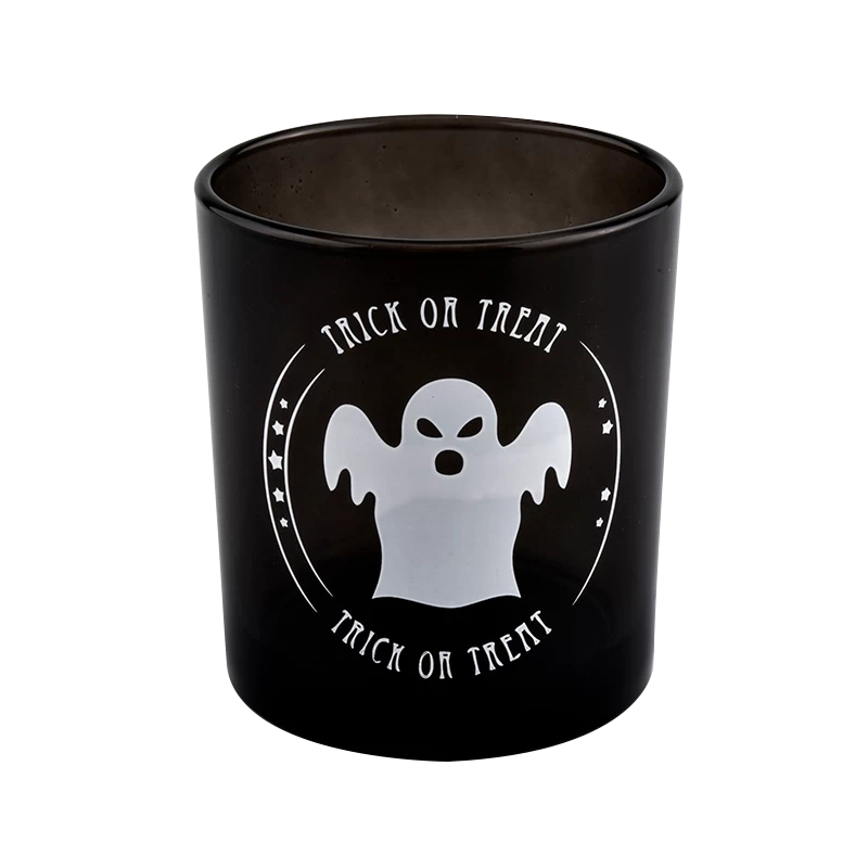 Wholesale black skull glass candle jars 285ml large capacity bulk candle holder