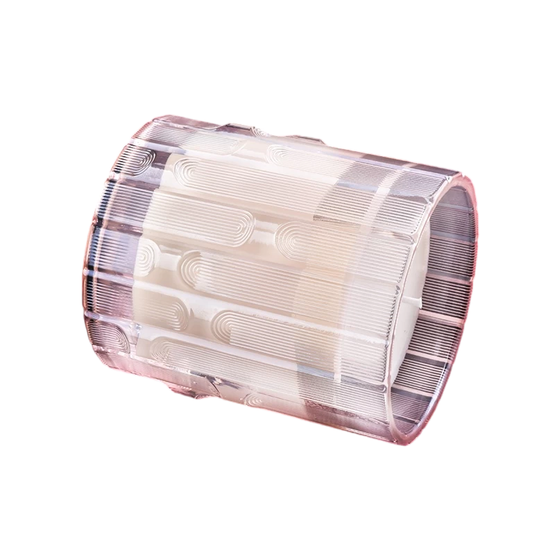 China Wholesale vertical striped syllable jar pink clear glass candle jar for home decor manufacturer