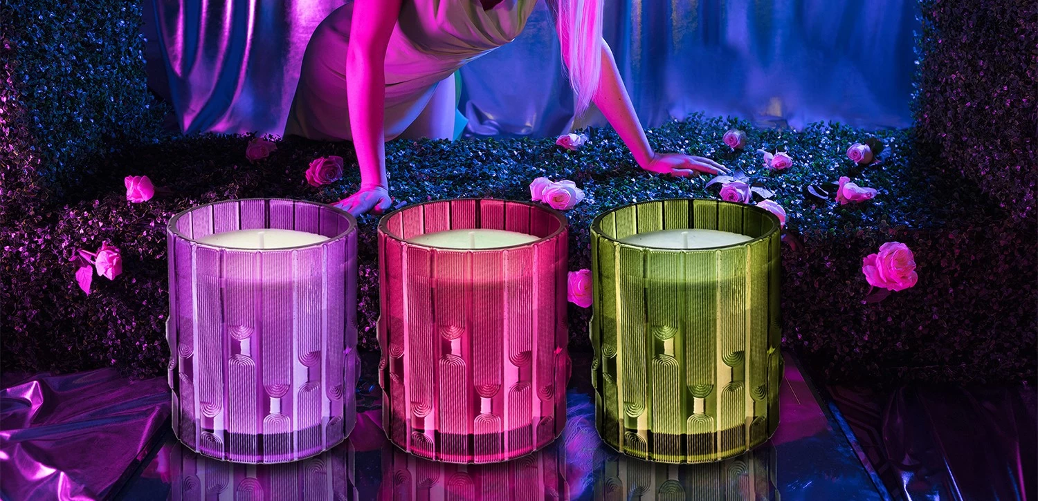 Wholesale supplier modern design of empty purple syllable jar glass candle jars
