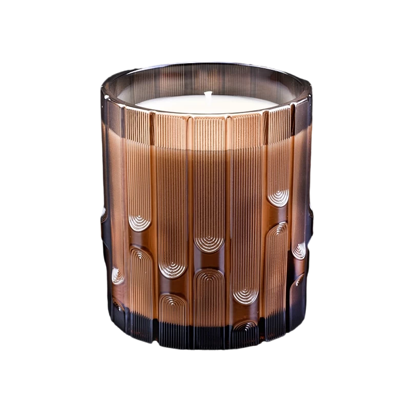 China Custom empty brown syllable jar glass candle jar candle holder decoration wholesaler manufacturer