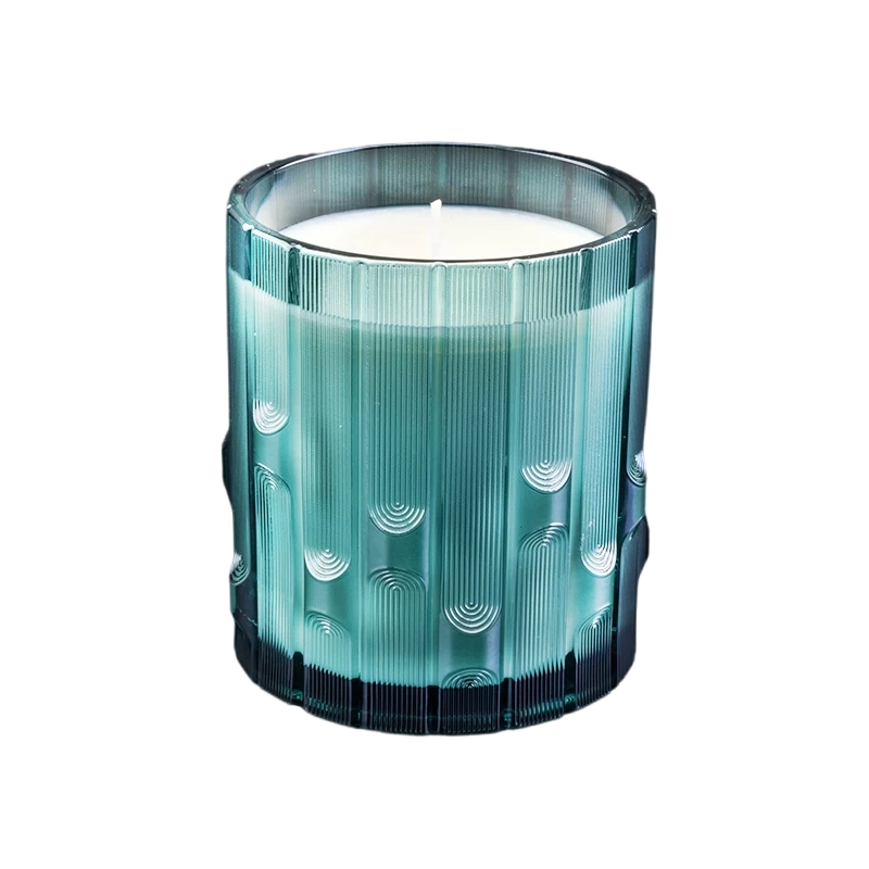 China 285ml Green syllable jar glass candle jars unique scented candle jar manufacturer