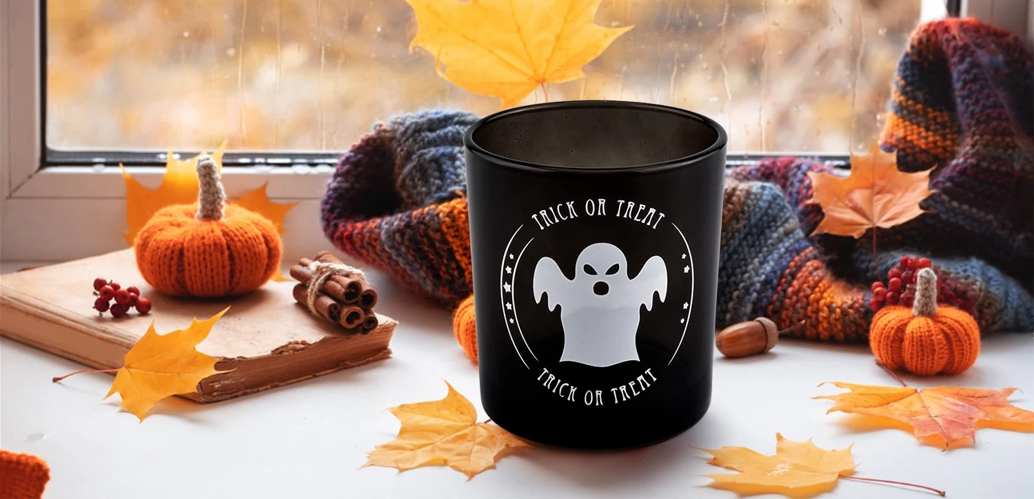Wholesale black skull glass candle jars 285ml large capacity bulk candle holder
