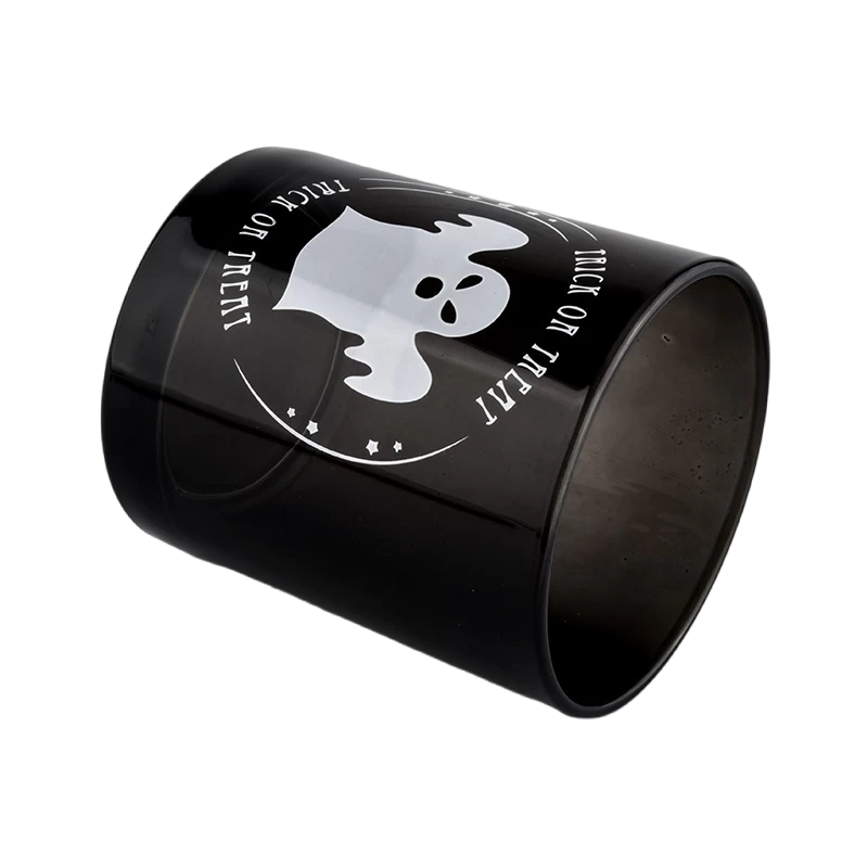 China Wholesale black skull glass candle jars 285ml large capacity bulk candle holder manufacturer