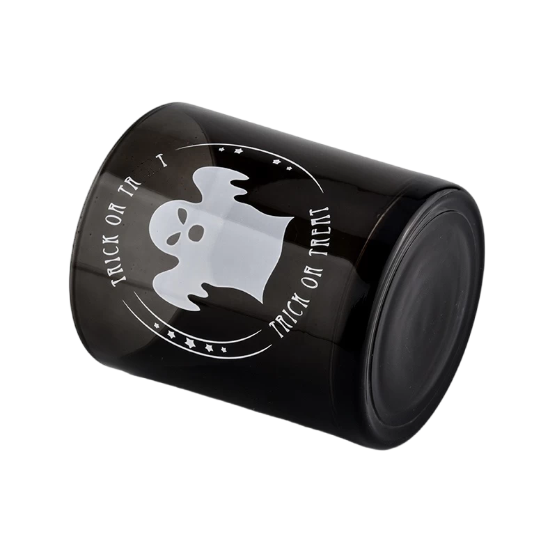 China Wholesale black skull glass candle jars 285ml large capacity bulk candle holder manufacturer