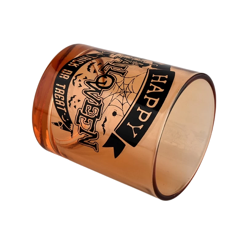 China Wholesale orange halloween graffiti glass candle jars decorated for the holiday manufacturer