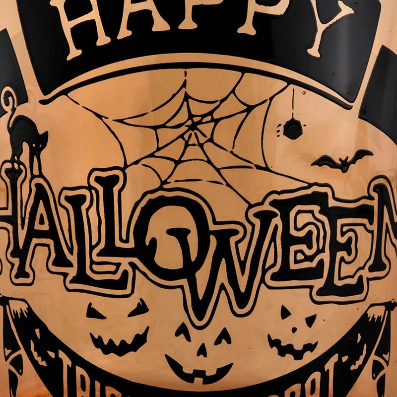 China Wholesale orange halloween graffiti glass candle jars decorated for the holiday manufacturer