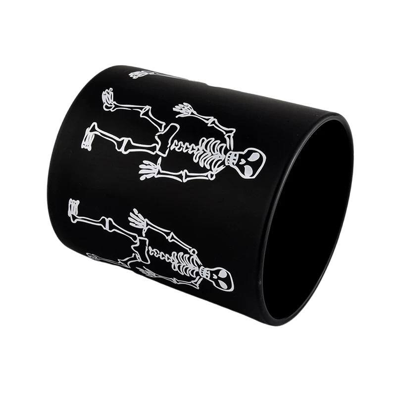 China Wholesale black glass candle jars with Halloween skull design glass candle jars manufacturer