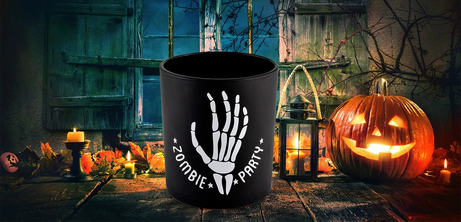 Wholesale black Halloween creative graffiti glass candle jars