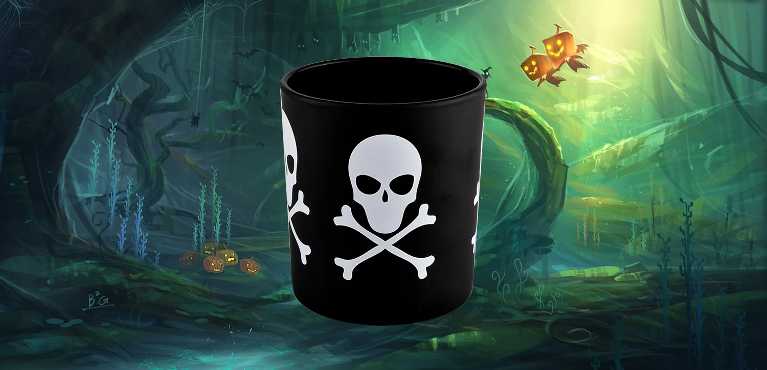 Wholesale popular custom handmade black Halloween graffiti glass candle jars