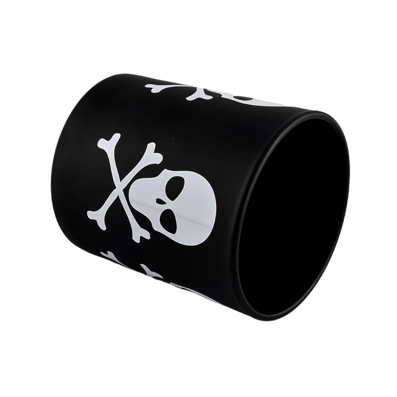 China Wholesale popular custom handmade black Halloween graffiti glass candle jars manufacturer