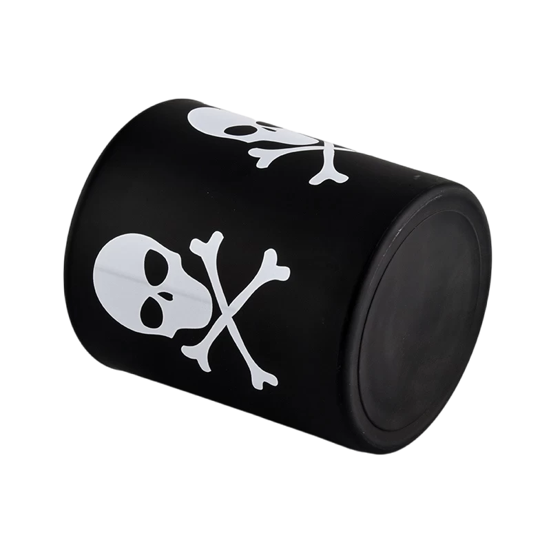 China Wholesale popular custom handmade black Halloween graffiti glass candle jars manufacturer