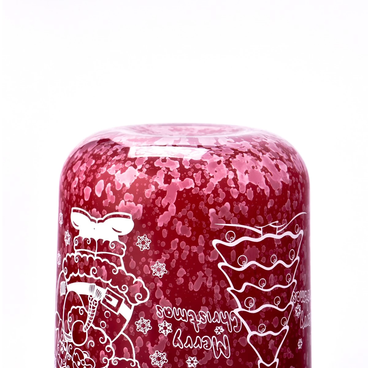 China Wholesale red Christmas decal paper glass candle holder with lid manufacturer