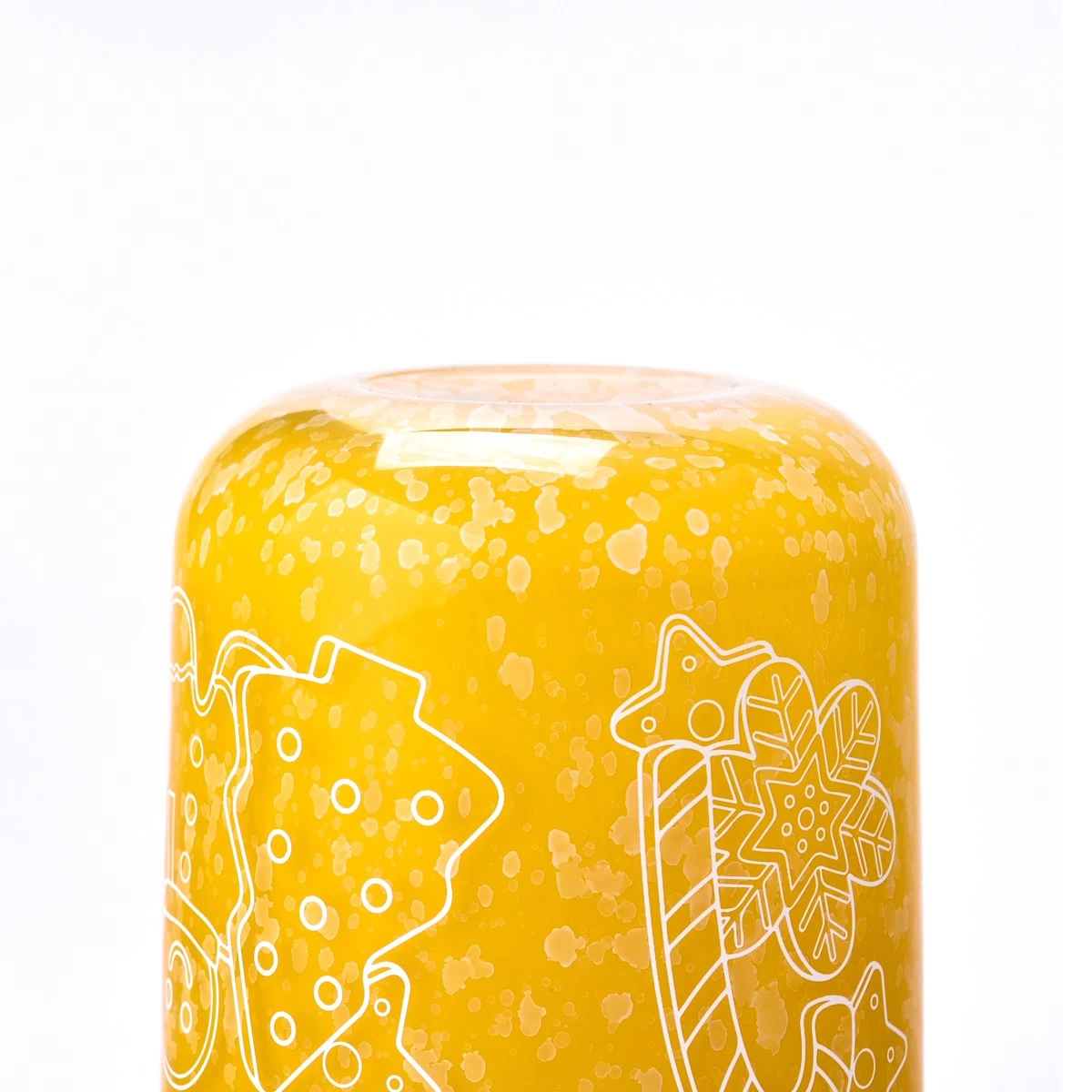 China Luxury custom Christmas pattern yellow glass candle jars with lid manufacturer