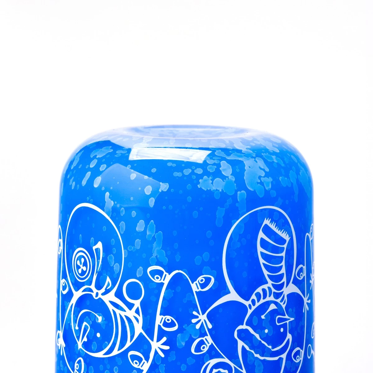 China Wholesale Christmas snowman pattern blue glass candle jar with lid manufacturer