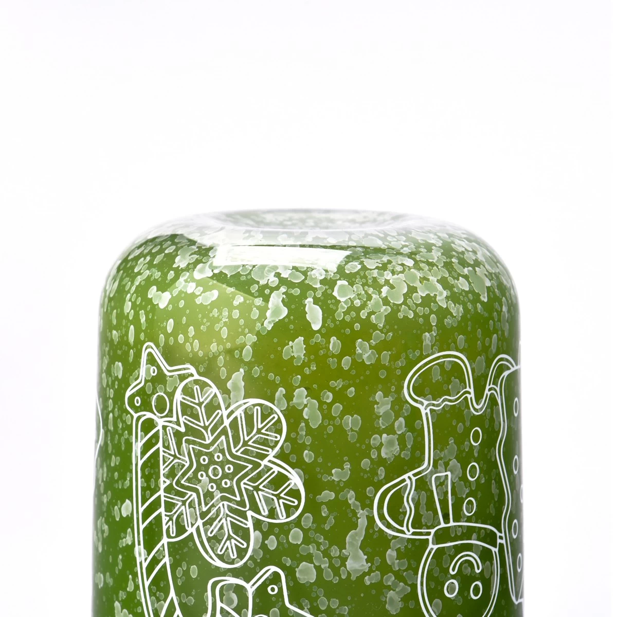 China Wholesale popular customized grass green christmas decal paper glass candle jar with lid manufacturer
