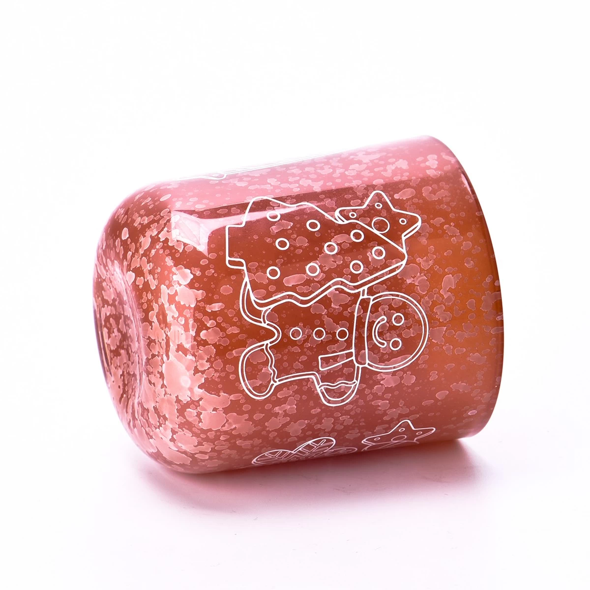 China Newly designed reddish-brown handmade glass candle jar with lid manufacturer