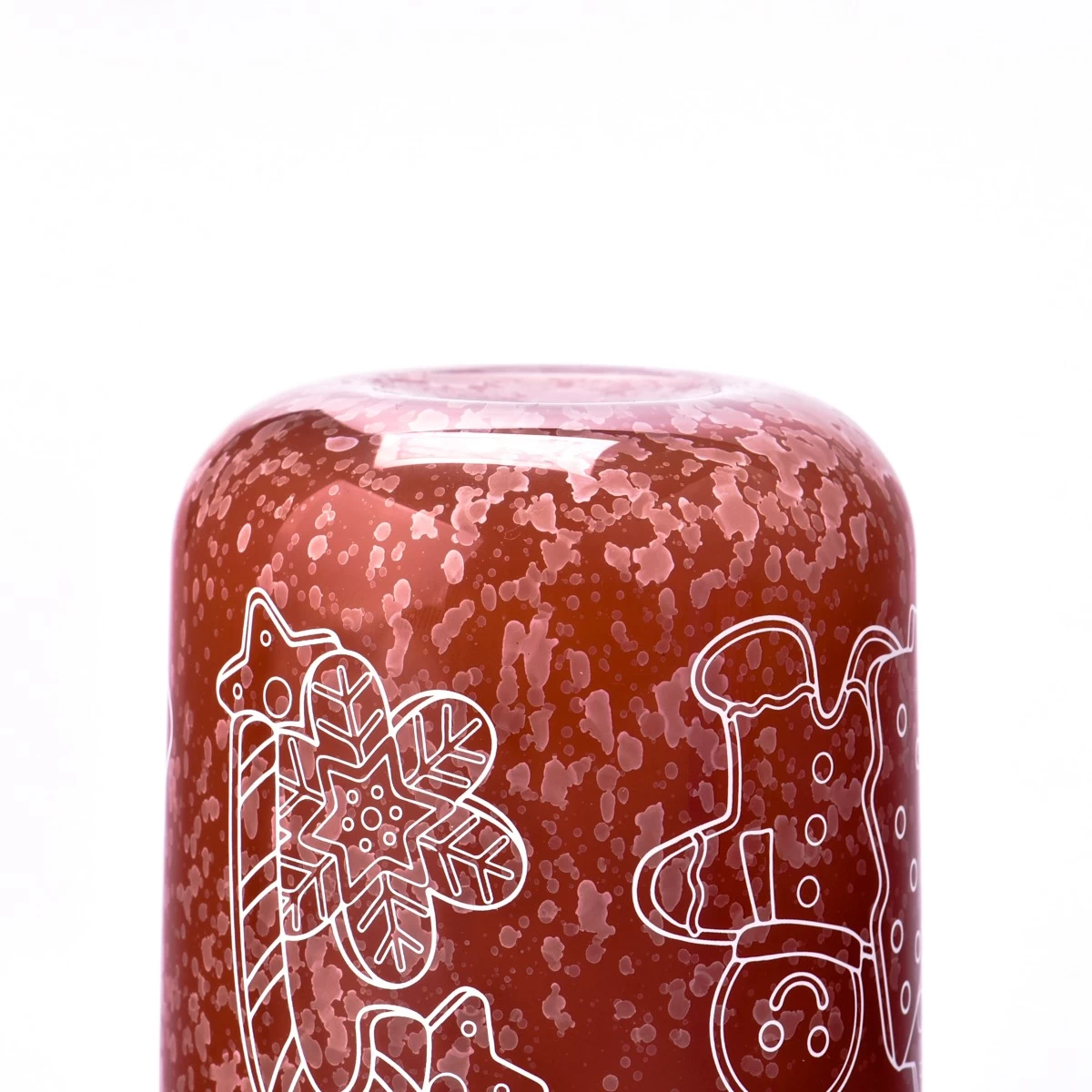 China Newly designed reddish-brown handmade glass candle jar with lid manufacturer