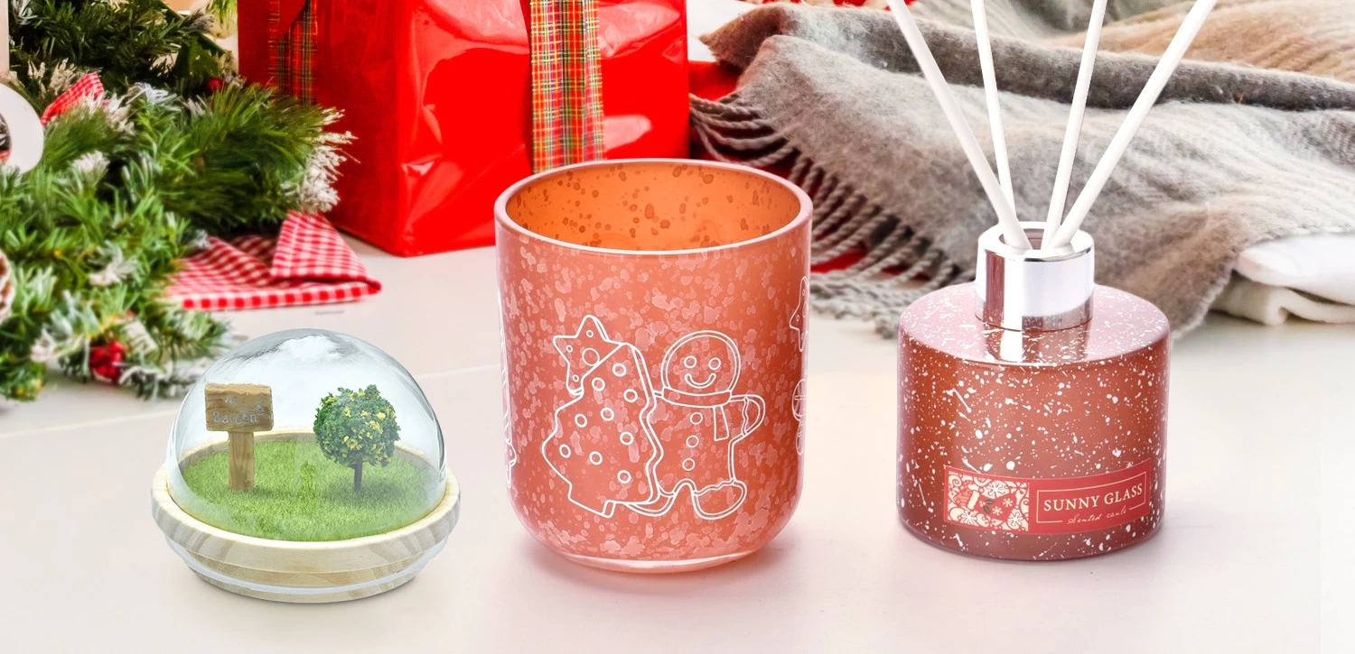 Wholesale custom Christmas brown empty glass diffuser bottles for holiday decorations