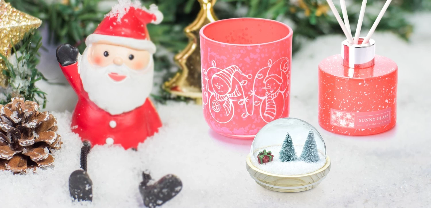 High quality light red Christmas glass diffuser bottles wholesale