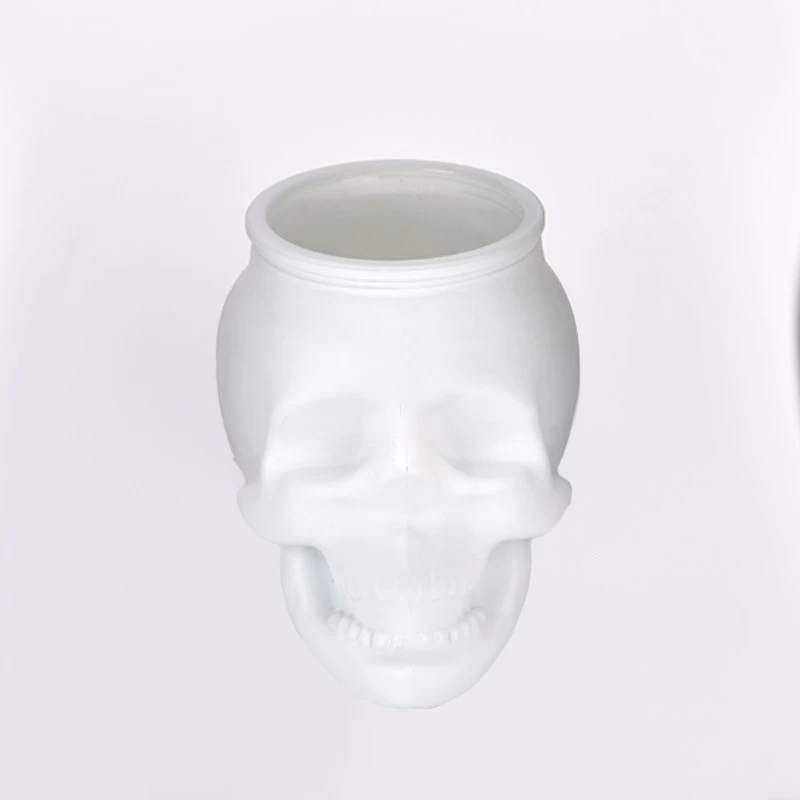 Custom black skull glass candle jar Halloween decorations