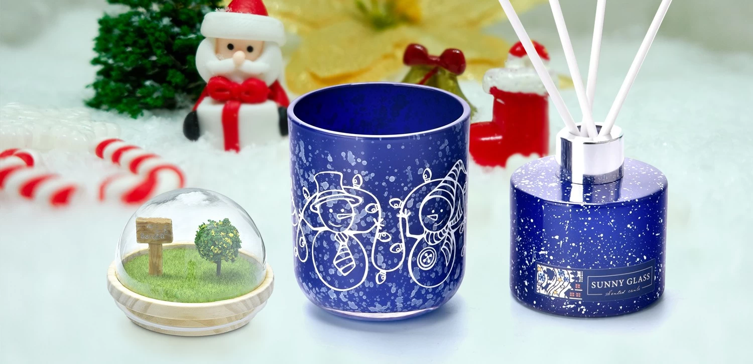 New design Christmas decoration dark blue glass diffuser bottle manufacturer