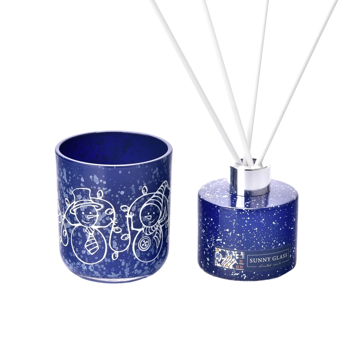 China New design Christmas decoration dark blue glass diffuser bottle manufacturer manufacturer