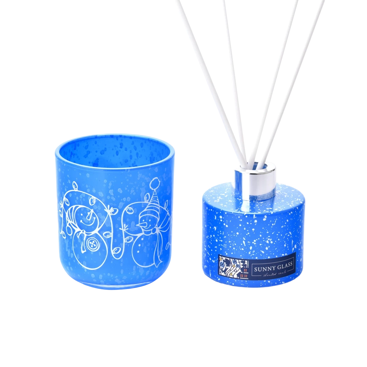 China High quality Christmas gift set blue glass diffusion bottle wholesale manufacturer