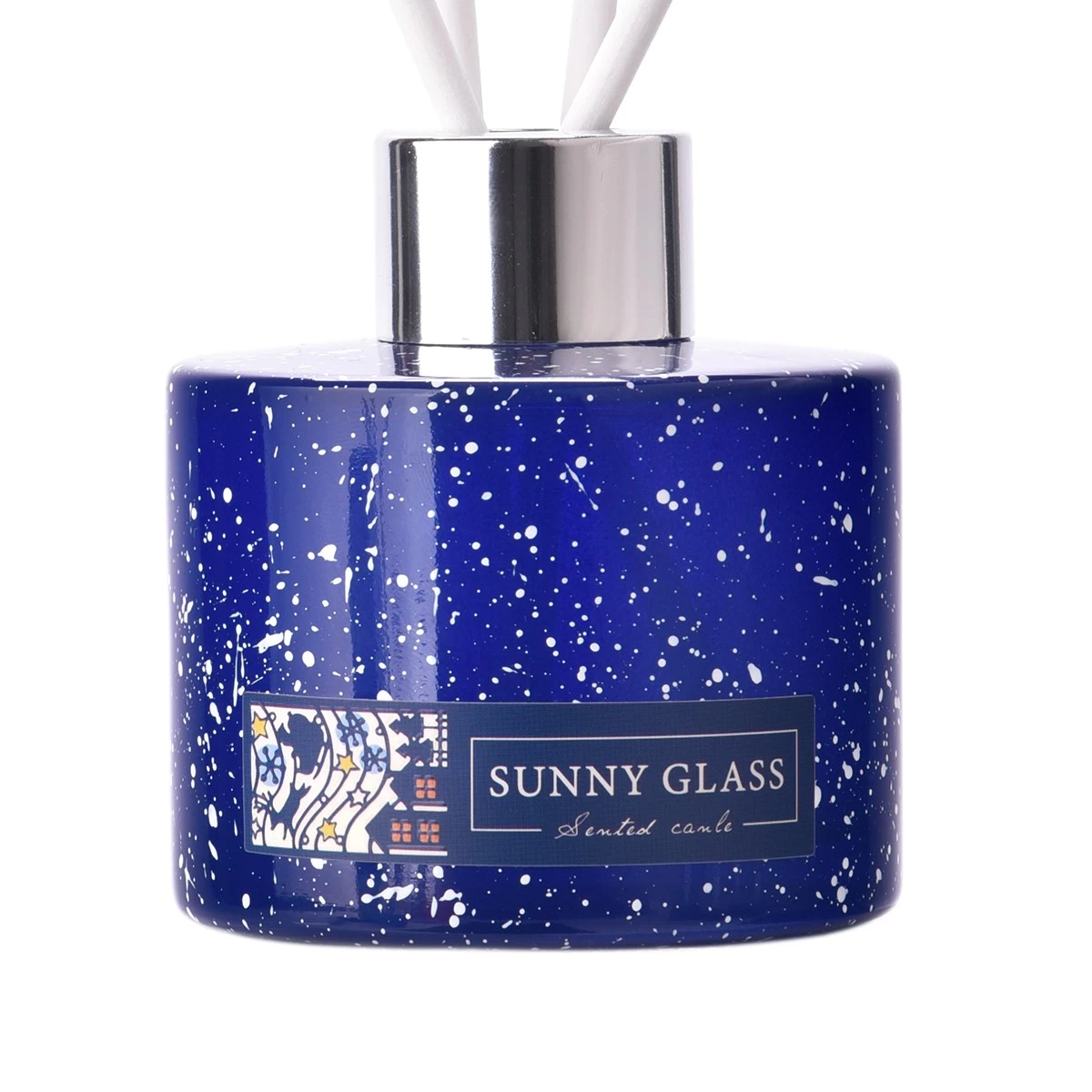 China New design Christmas decoration dark blue glass diffuser bottle manufacturer manufacturer