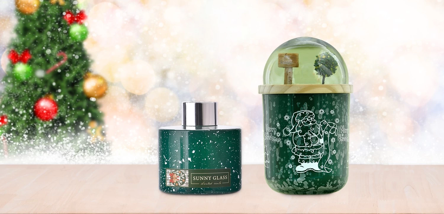Wholesale Premium Dark Green Christmas Glass Diffuser Bottles 