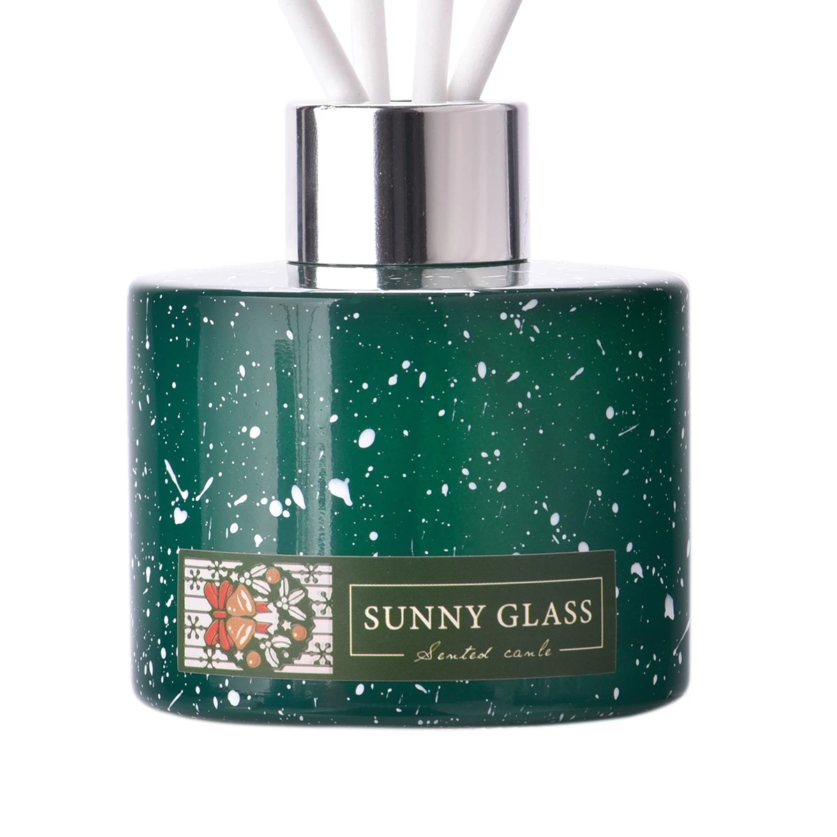 China Wholesale Premium Dark Green Christmas Glass Diffuser Bottles  manufacturer