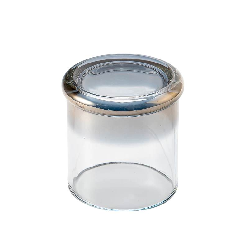 China Wholesale electroplated blue gradient glass candle jars candle containers manufacturer