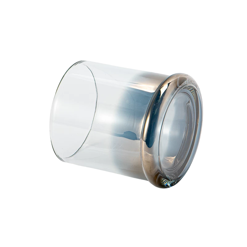 China Wholesale electroplated blue gradient glass candle jars candle containers manufacturer
