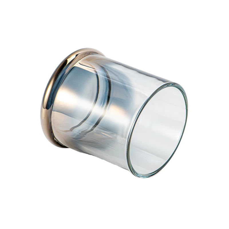 Wholesale electroplated blue gradient glass candle jars candle containers