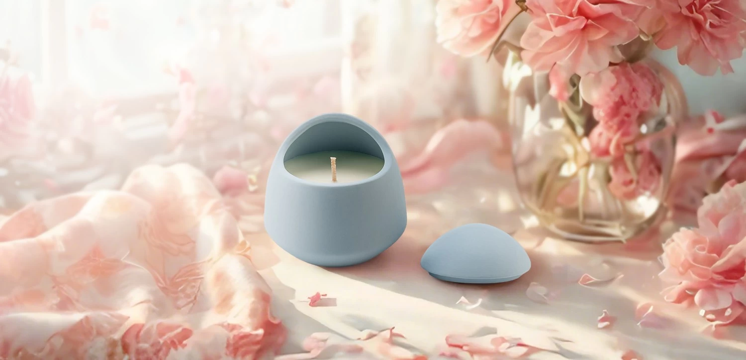 Wholesale nordic household simple aromatherapy ceramic candle jars with lids-Blue