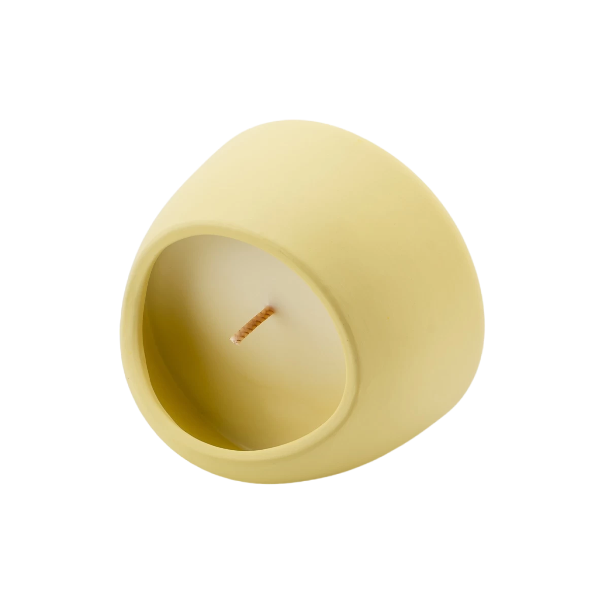 Luxury custom Mother's Day egg-shaped ceramic candle jar with lid-Yellow