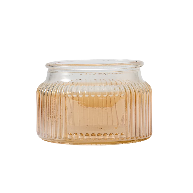China Luxury Vertical Stripe Design Glass Vessel Gradient Color Scented Soy Candle Glass Jar Suitable for Home Decoration manufacturer